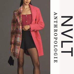 NVLT Colorblock Plaid Faux Astrakhan Pink Coat*NWT